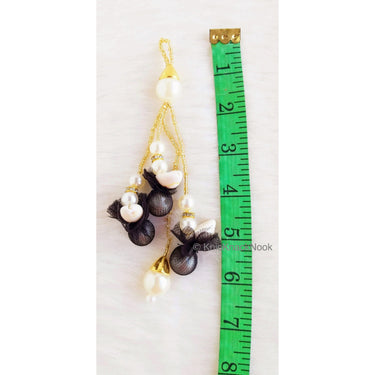 Tassels of Pearl And Cowrie Conch Shell, Pearls And Gold Beads With Net, Indian Tassels